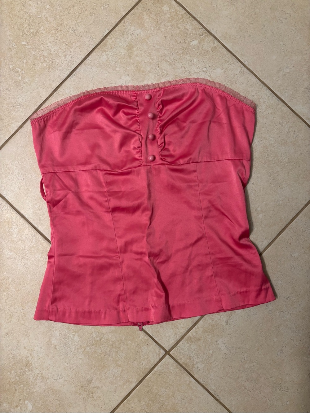 Pink Strapless Satin Top